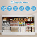 Vabches Kids Dresser Cabinet with 7 Drawers and Large Table Top, Multi-Functional Chest of Drawers, Baby Dresser, Kids Bedroom Furniture, Nightstand for Child’s Room, White