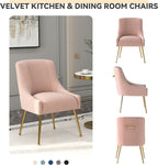 Dining Chairs,Modern Living Room Chairs, Velvet Upholstered Dining Room Chairs with Gold Legs,Tufted Accent Chair Set of 6 for Reception Room Bedroom Study Room(Pink)