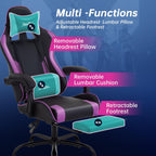 Gaming Office Chair w/Footrest Lumbar Support Headrest Armrest (Purple)
