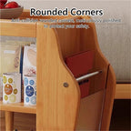 Movable Wood Side Tables with Casters, Rolling Table with Storage, Living Room End Tables with Magazine Rack, Multi-Functional Tables for Kitchen, Bedroom, Sofa Side(Natural)