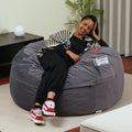 Sweetcrispy Bean Bag Chairs, 4Ft Bean Bags for Adults, Large Oversized Beanbag Chair with Memory Foam Filled and Soft Removable Washable Cover, Comfy Sofa for Living Room Bedroom Dorm, Dark Grey