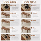 Muwuele Solid Wood Extendable Dining Table for 4-8 People with Seamless Extension from 47.2 to 63 Inches, Easy Assembly, Expandable Tables for Small Spaces, Dining Room, Kitchen, Living Room, Walnut