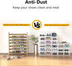 Snaxo 12 Pack Large Clear Shoe Storage Boxes, Stackable Modular Plastic Shoe Organizer Front-Opening Door, Ventilated Dust-Proof Sneaker Display Cases Closet and Entryway, White