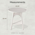 COZAYH Modern White Round End Table with Shelf, Distressed Farmhouse Accent Side Table for Bedroom, Sofa or Office