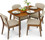 Best Choice Products 5-Piece Dining Set, Compact Mid-Century Modern Table & Chair Set for Home, Apartment w/ 4 Chairs, Padded Seats & Backrests, Wooden Frame - Walnut/Oatmeal
