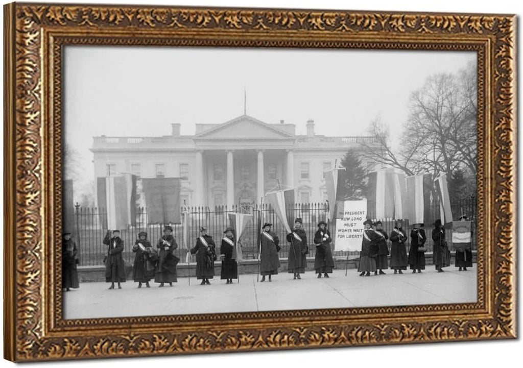Women's Suffrage Voting Rights Protest At The White House Poster Posters Prints Canvas Deco Paintings Vintage Wall Art For Offices Living Rooms And Bedrooms Hanging Frame 12" L X 18" W