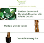 Nearly Natural 4ft Triple Trunk Ficus Silk Tree with Natural Wood Trunks and Dense Foliage, Mid-Size Faux Floor Plant for Home and Office