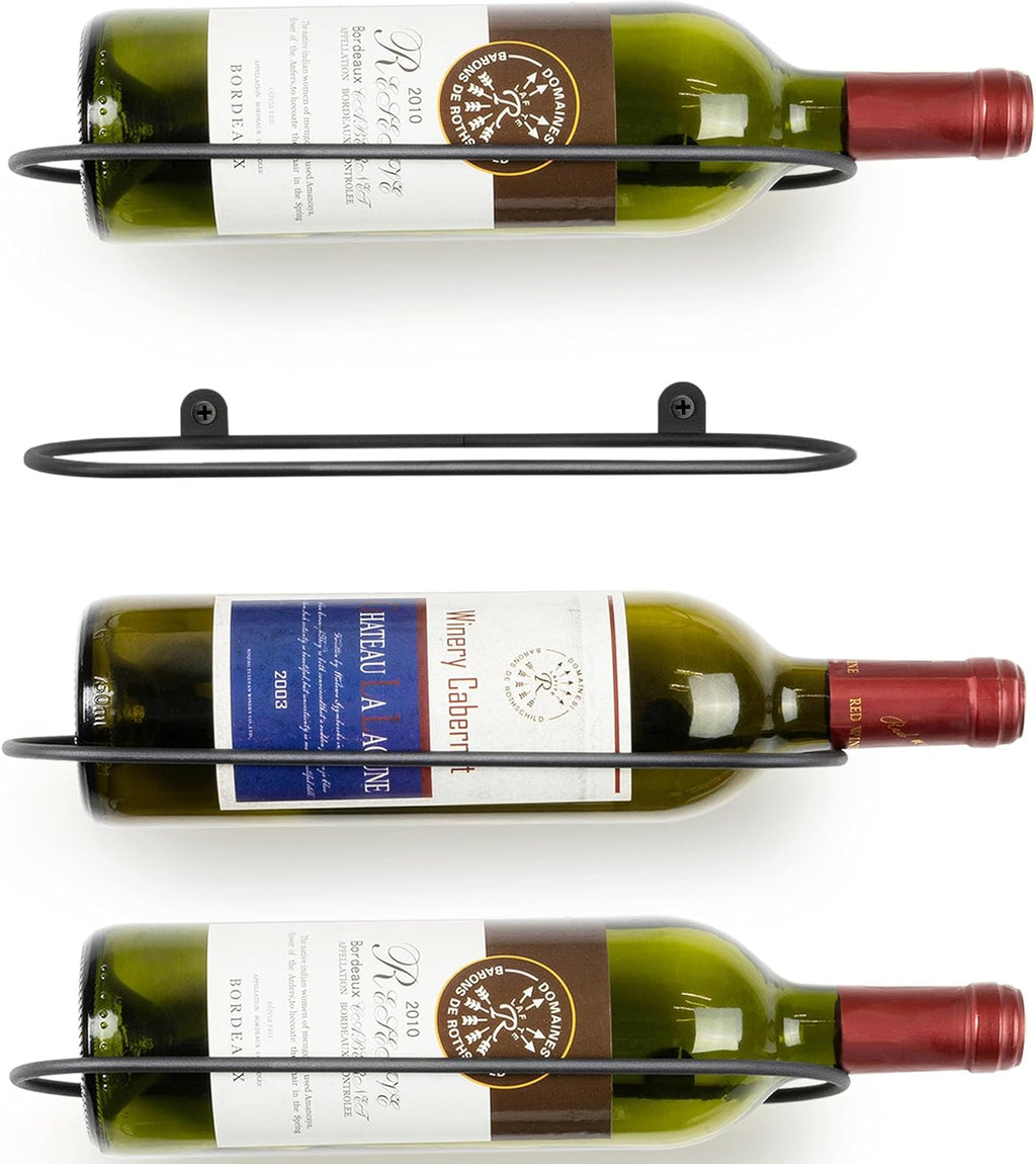 Wall Mounted Wine Rack: Horizontal Wine Holder with Sturdy Construction - Wine Racks Display for Kitchen Bar Home Dining Décor - 4 Packs