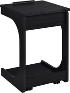 Coaster Home Furnishings - Ralston - Wood - C-Shaped Lift-Top Side Table with Sculpted Frame, Lower Open Shelf, and Black Casters - Living Room - 25.5-Inch - Black Finish - 930290