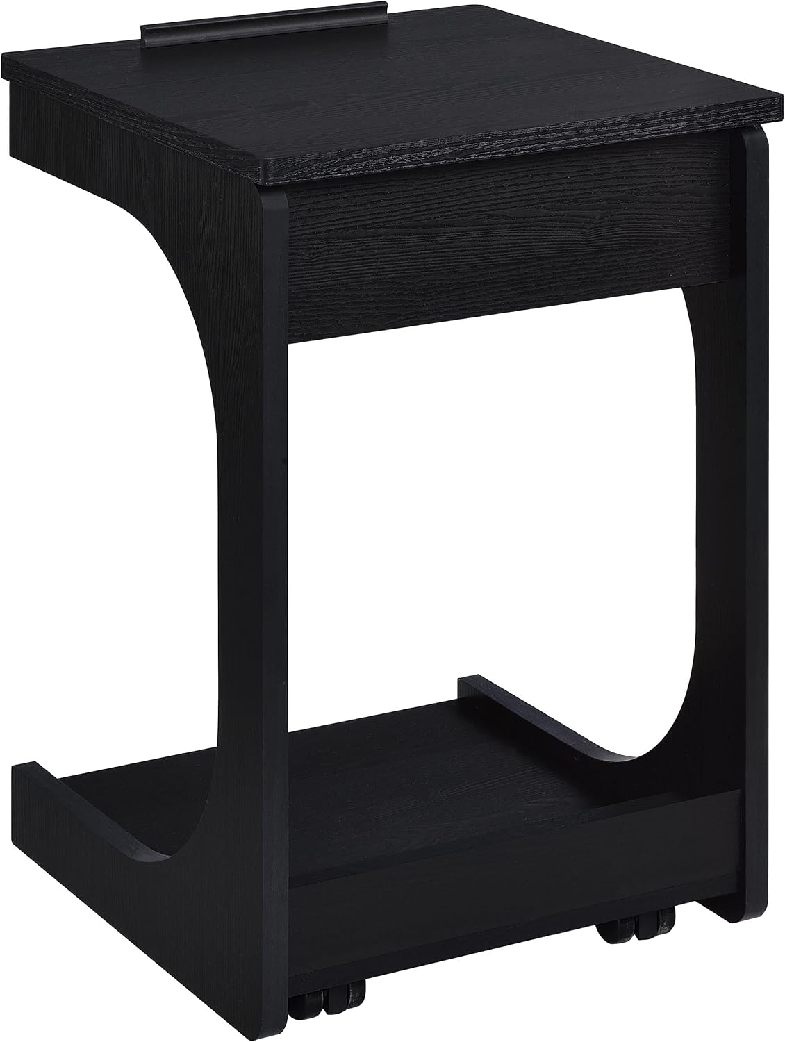 Coaster Home Furnishings - Ralston - Wood - C-Shaped Lift-Top Side Table with Sculpted Frame, Lower Open Shelf, and Black Casters - Living Room - 25.5-Inch - Black Finish - 930290