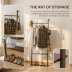 latifolia Clothes rack, Solid Wood Clothing Rack Witch Hooks and Shelves, 23.6 inch Garment rack With Storaege for Living Room, Walnut