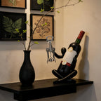 XINXUAN Abstract Wine Bottle Holder Home Decor, Resin Hollow-Out Design Decorative Wine Rack (Gradient Black)