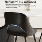 HENGJIANYI Modern Dining Chairs Set of 2, Armless Kitchen Chairs with Hollowed-Out Plastic Back, Upholstered Dining Room Chair with Metal Legs, Black