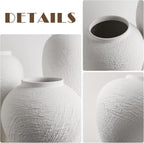 White Ceramic Vase, Large 12.6 Inch Tall Ceramic Flower Vase Home Decor, Minimalist Texture Stone White Flower Vase, Decorative Vase for Living Room Shelf Farmhouse Dining Table Centerpiece Decor