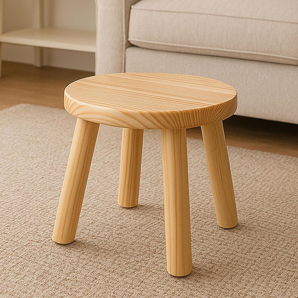 Solid Wood Step Stool for Kids & Adults - Multi-Use Toddler Wooden Stool for Bathroom, Playroom, Living Room,Sturdy 4-Leg Design with Non-Slip Pads,Easy Clean Surface,Easy Assembly
