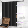 AJAZZ Room Divider Curtain (Black, W100 x L84 in, 1 Panel)+ Tension Curtain Rod No Drilling (H) 43-120×(W) 35-100 in, for Privacy/Soundproof Curtains, Heavy Duty Wall Separator