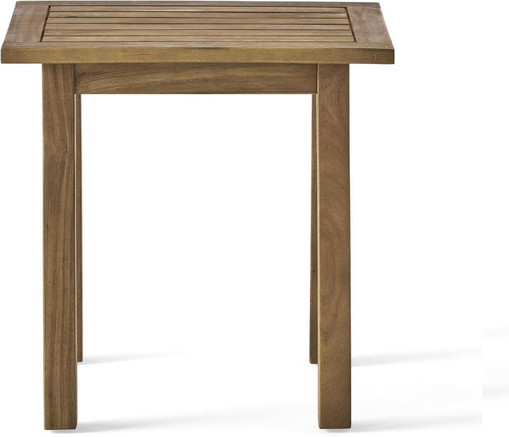 Outdoor Patio Side Table, Wood Accent End Table in Natural Stained, Weather-Resistant Rectangular for Living Room Indoor Garden Lawn Porch, Easy to Assemble, Natural