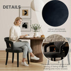 Modern Black Dining Chairs Set of 6, Velvet Upholstered Boucle Dining Chair with Arms, Accent Side Chair for Kitchen & Dining Room Living Room Restaurant Reception