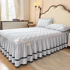 Bed Skirt Wrap Around Elastic with Ruffled Modern Comfort Breathable Bedskirt with 2 Pillowcases for Bedroom Decor Machine Washable