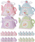 Liobelon 24 Pieces Floral Tea Party Favors Boxes Centerpiece Table Decoration Teapot Favor Boxes Tea Party Treat Gift Boxes Goodie Treat Bags Candy Boxes for Wedding Baby Shower Tea Party Decorations