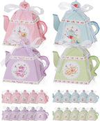 Liobelon 24 Pieces Floral Tea Party Favors Boxes Centerpiece Table Decoration Teapot Favor Boxes Tea Party Treat Gift Boxes Goodie Treat Bags Candy Boxes for Wedding Baby Shower Tea Party Decorations