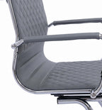 VESCASA Set of 2 Office Guest Chairs with Padded Arms, Stationary PU Leather Reception Chairs No Wheels, Sled Base Side Chair for Small Meeting Room or Home Office (Gray)