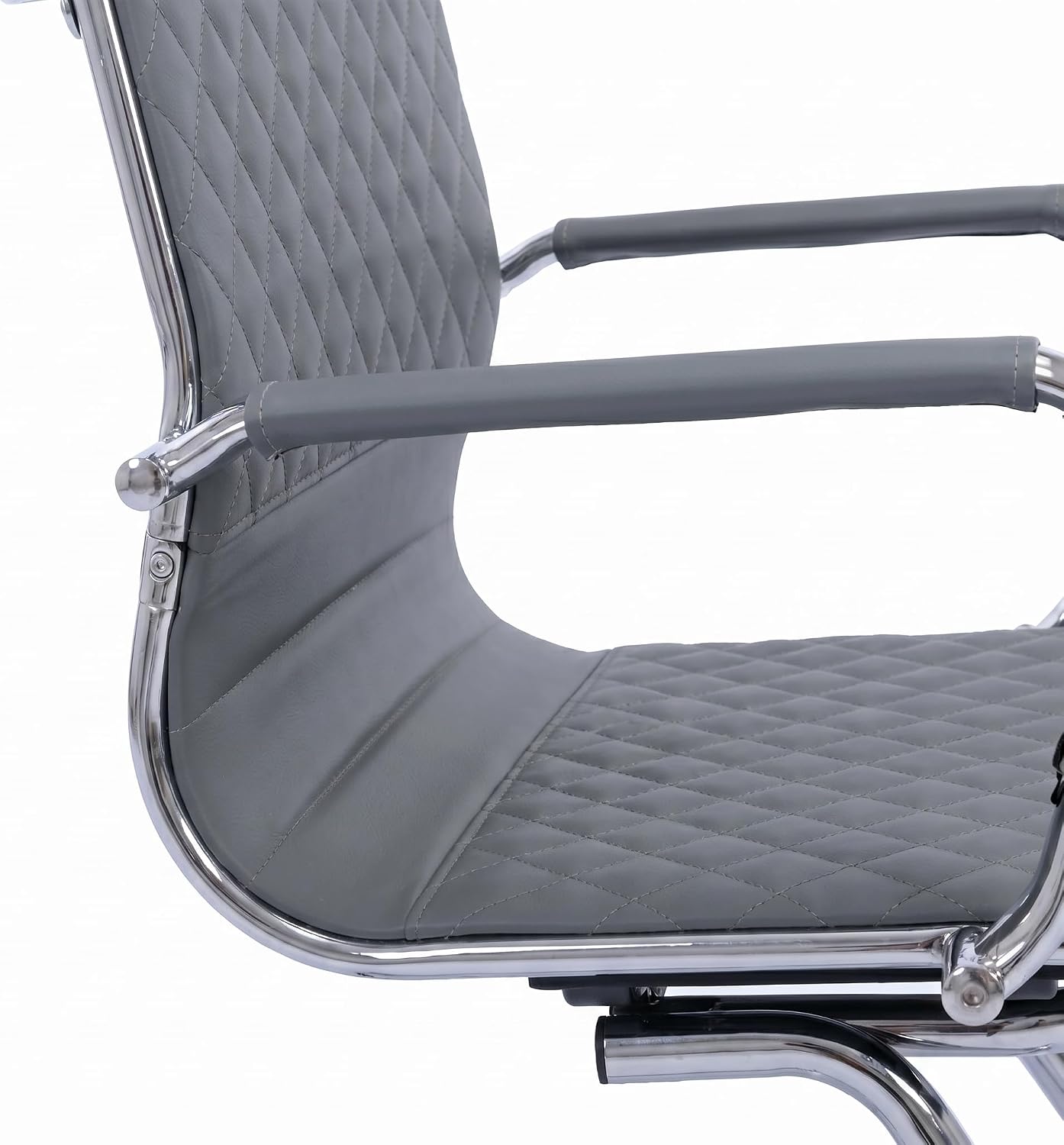 VESCASA Set of 2 Office Guest Chairs with Padded Arms, Stationary PU Leather Reception Chairs No Wheels, Sled Base Side Chair for Small Meeting Room or Home Office (Gray)