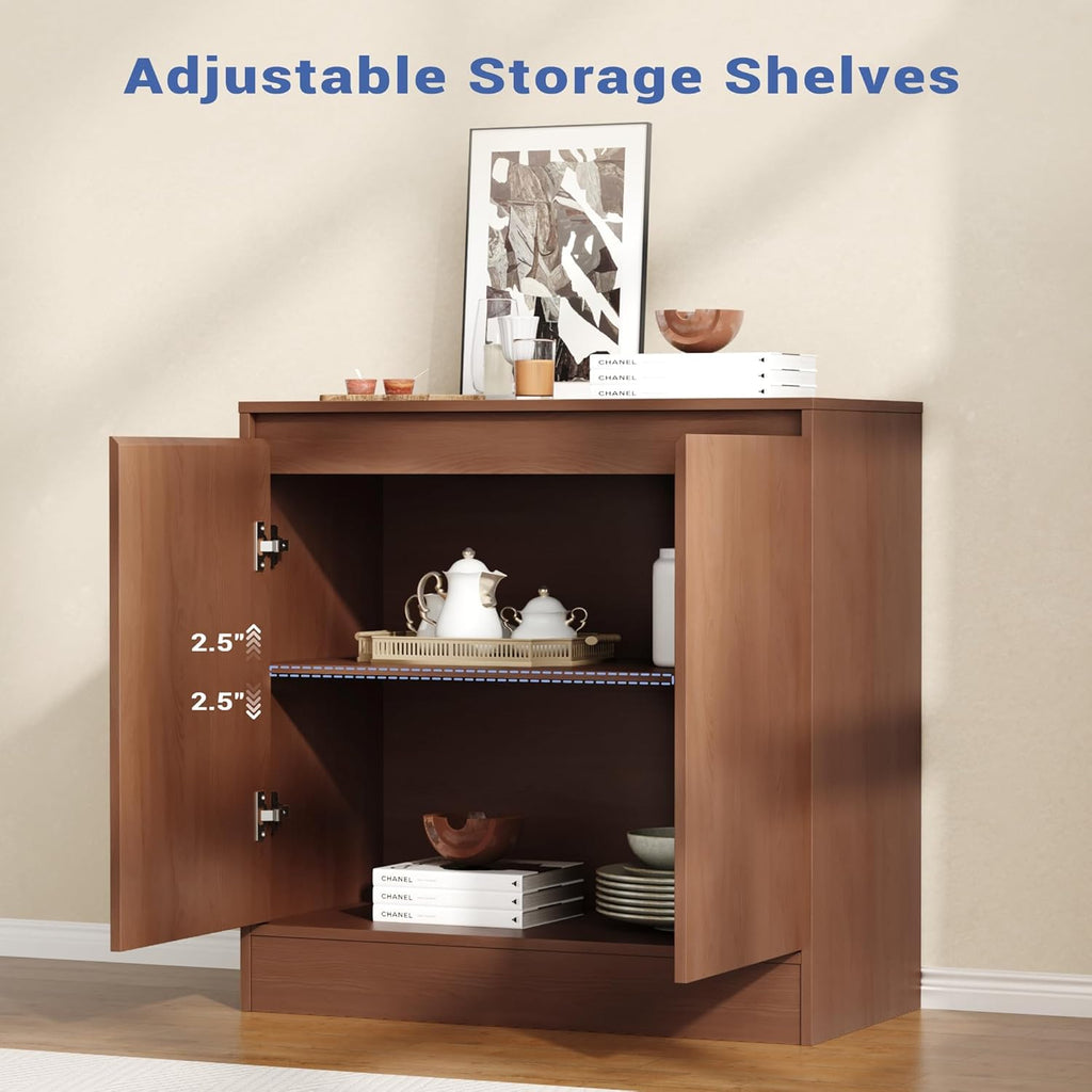 Housoul Buffet Cabinet with Storage, Coffee Bar Cabinet with 2 Doors and Adjustable Shelf, Modern Kitchen Buffet Sideboard for Living Room, Kitchen, Walnut