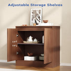 Housoul Buffet Cabinet with Storage, Coffee Bar Cabinet with 2 Doors and Adjustable Shelf, Modern Kitchen Buffet Sideboard for Living Room, Kitchen, Walnut