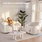 MAXYOYO Bean Bag Chair for Adults, Floral Shaped Bean Bag Sofa, Ultra Soft Faux Fur Floor Sofa, Large Reading Chair for Living Room Bedroom, Beige, Single