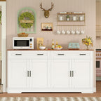 Buffet Cabinet with Storage, Drawers & Adjustable Shelves, 55" Large Sideboard with Doors, Modern Coffee Bar Cabinet for Kitchen or Living Room, White