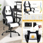Gaming Chair Ergonomic Office Chair, High Back Racing Desk Chair with Lumbar Support Armrest, Adjustable Massage Reclining Computer Chair PU Leather Executive Task Rolling Swivel Chair for Adults