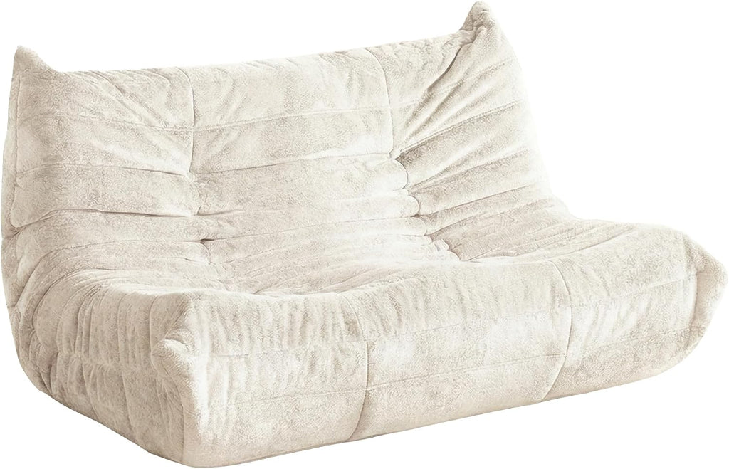 Bean Bag Chair, 2 Seater Lazy Bean Bag Sofa Memory Foam Couch, Giant Bean Bag Chairs for Adults, Loveseat Fireside Chair for Living Room, Bedroom, Office(Beige)