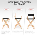 OmySalon 31" Extra Tall Directors Chair - Portable Folding Makeup Chair with Storage Bag & Footrest, Professional for Salon/Outdoor/Craft Shows, 250lbs Capacity (Black/Natural Frame)