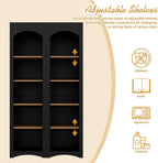 Freestanding Corner Kitchen Pantry with 4 Shelves, Traditional, Rectangular Storage Cabinet, for Living Room, Dining Room, Black