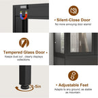 UNICOLY Display Cabinet with Glass Doors, Glass Display Cabinet with 8 Color LED Lights, Curio Display Cabinet with 3 Shelves for Living Room, Plant, Display Shelf, Assembly Required, Black