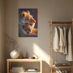 Framed Lion Wall Art African Wild Lioness and Cub Canvas Prints Sunset Safari Wildlife Animal Picture Painting Modern Artwork for Living Room Bedroom Office Home Decor 16" x 24", Mother's Day