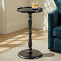 Relefree Solid Wood Small Drink Table,Round Side Table with Thickened & Widened Pedestal Base,Martini Table with Waterproof Edge,12.6" Modern Tray Top End Table for Small Spaces,Living Room,Corners