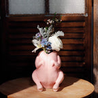 Quirky Pink Ceramic Raw Chicken Vase - Funny Uncooked Turkey Planter, Whimsical Dopamine Decor for Home & Office, Hilarious White Elephant Gag Gift, Unique Conversation Starter