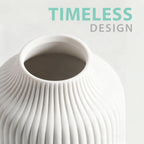 flature Ceramic Vase in Nordic Style, Decovase Large for Pampas Grass as Boho Deco, Vase White Matt 10 inch for Flowers, Scandinavian Design Home Decoration for Fresh Flowers, Dried Flowers (Size L)