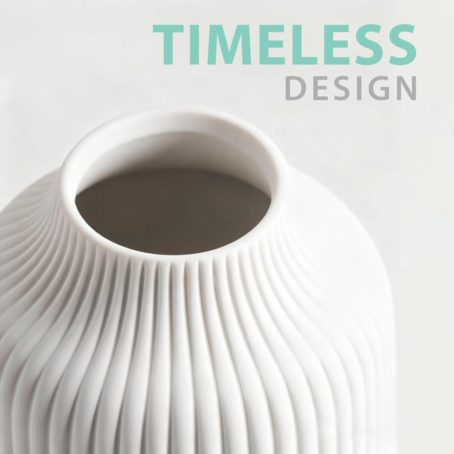 flature Ceramic Vase in Nordic Style, Decovase Large for Pampas Grass as Boho Deco, Vase White Matt 10 inch for Flowers, Scandinavian Design Home Decoration for Fresh Flowers, Dried Flowers (Size L)