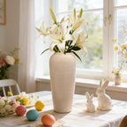 Tall Ceramic Vase 12 Inch Neutral Textured Vase,Cream Ceramic Vase for Home Decor,Farmhouse Tall Ceramic Flower Vase for Dining Table,Living Room,Kitchen,Bedroom,Entryway