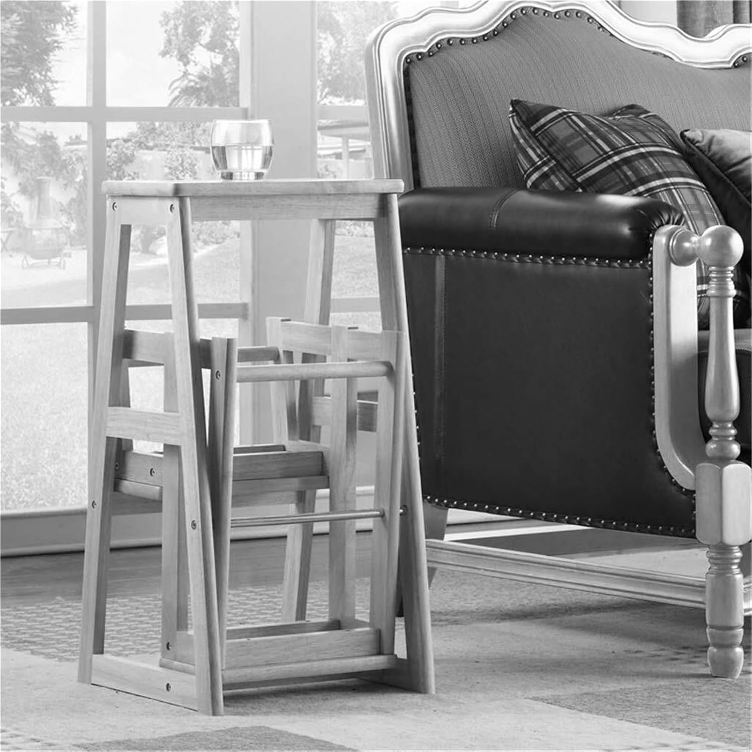 Step Stool Solid Wood Step Stool with 3 Steps | Lightweight & Foldable Multipurpose Ladder Shelf - Capacity 150kg
