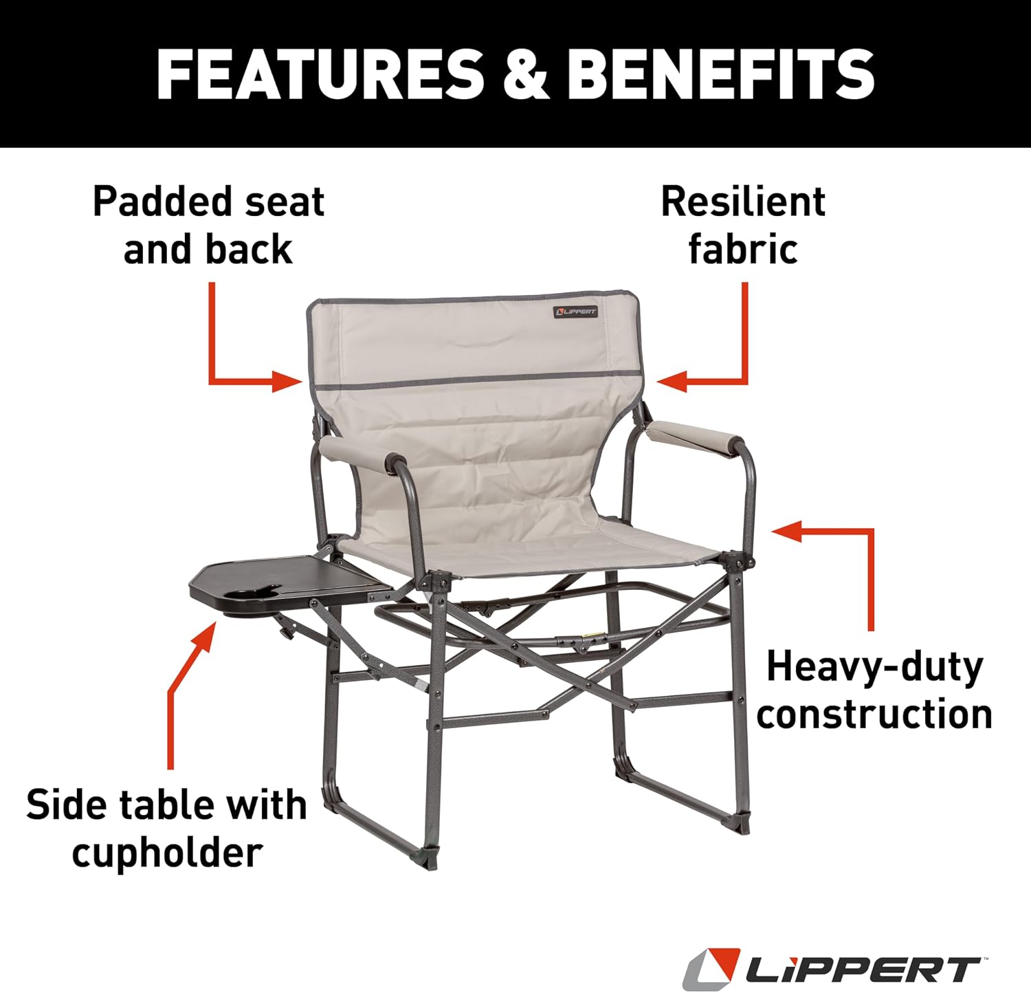 Lippert Scout XL Director Chair with Side Table - Sand