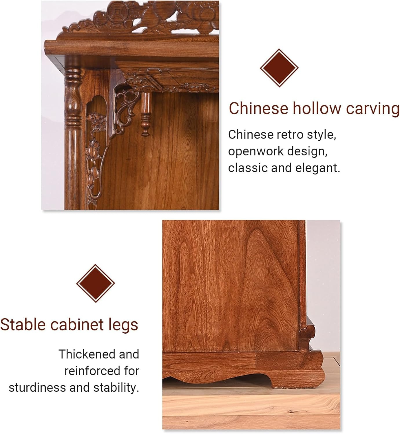 Household Wood Cabinet Personal Shrine Table with Pull-Out Storage Panel Chinese Cabinet Pedestal Offering Table for Home, Temple Buddha Shrine(Rosewood,36 * 28 * 56cm/14.2 * 11 * 22in)