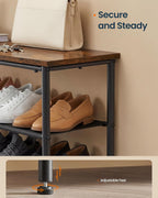 SONGMICS HOME 4-Tier Shoe Rack, Free Standing Shoe Storage Organizer, 12 x 47.4 x 28.2 Inches, Metal Frame with Top Surface for Closet Entryway, Rustic Brown and Black