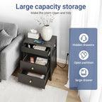 SoBuy Black Nightstand with Charging Station | Bedside Table with 2 Drawers, USB & Type-C Ports, Storage Side Table for Bedroom, Dorm Room, Black, FBT173-SCH