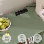 HOSTACK Microwave Cabinet with Charging Station, 47" W Kitchen Storage Cabinet with Microwave Stand, Farmhouse Buffet Sideboard with Drawers and Shelves for Kitchen, Dining Room, Green