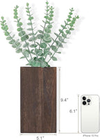 Dahey 2 Pack Wood Wall Planter Vase with Artificial Eucalyptus Farmhouse Wall Hanging Decor Pocket Planter for Indoor Fake Plants Greenery, Living Room Bedroom Kitchen Home Office Decoration