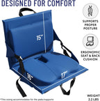 Everlasting Comfort Stadium Seats with Back Support - Adjustable Memory Foam Bleacher Chairs with Back and Cushion, Portable, Easy Folding Stadium Seat Cushion with Storage Pocket